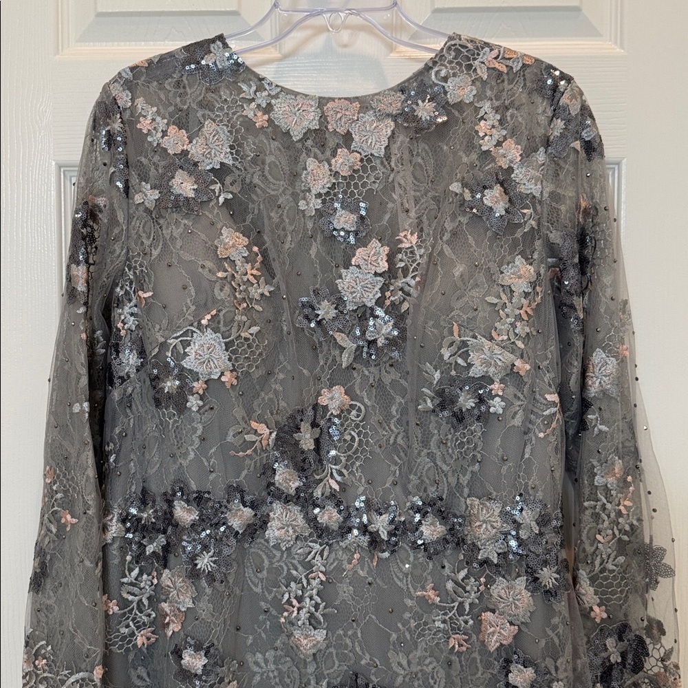 Mac Duggal 67923 Embellished Illusion Long Sleeve A Line Gown Size 16W NWT - Picture 5 of 12